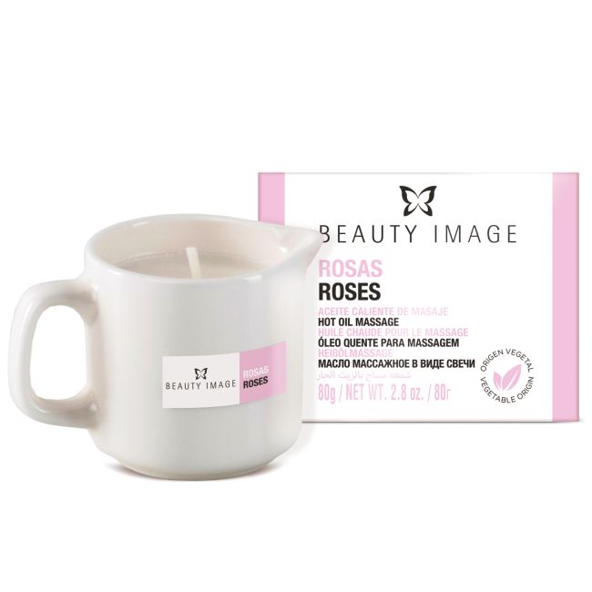 BEAUTY IMAGE ROSES aromatinė žvakė - masažinis aliejus, 80 g