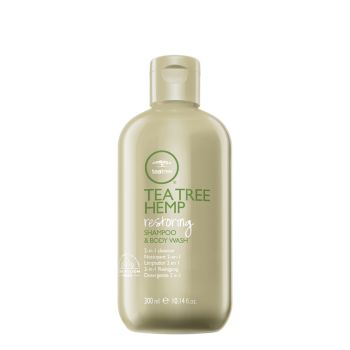 TEA TREE HEMP RESTORING plaukų šampūnas ir kūno prausiklis, 300 ml